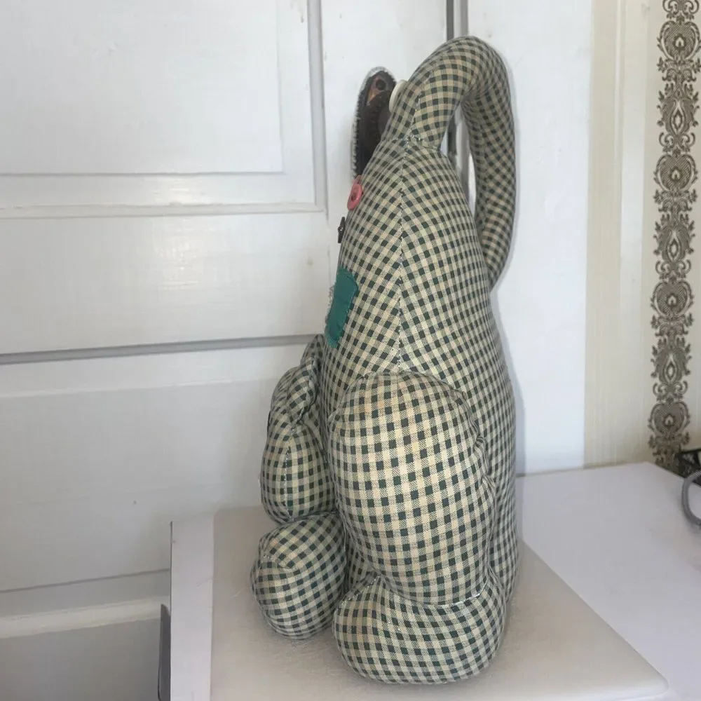 Vintage‎ Cloth Cat Doorstop Buttons Patches Ribbon Mouse